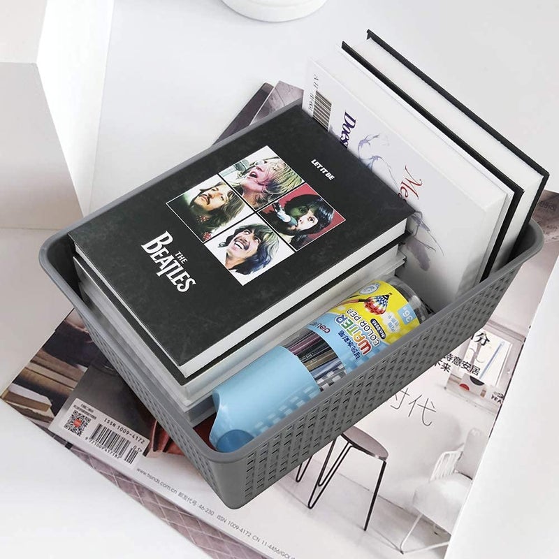 Ortodayes 3 Packs Grey Storage Baskets, Plastic Kitchen Organizing Bins - Image 5
